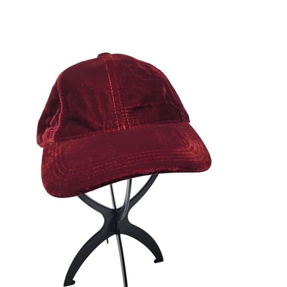 GAP Velvet Baseball Cap Red Delicious S/M Adjustable 58cm Burgundy Maroon Glam - Picture 8 of 8